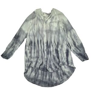 Aerie Tie Dye Button Down Shirt Womens XS Purple/ White Long Sleeve Cotton